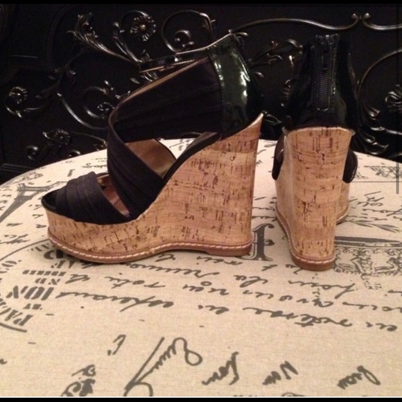 Black Strappy Wedges - Picture 3 of 4